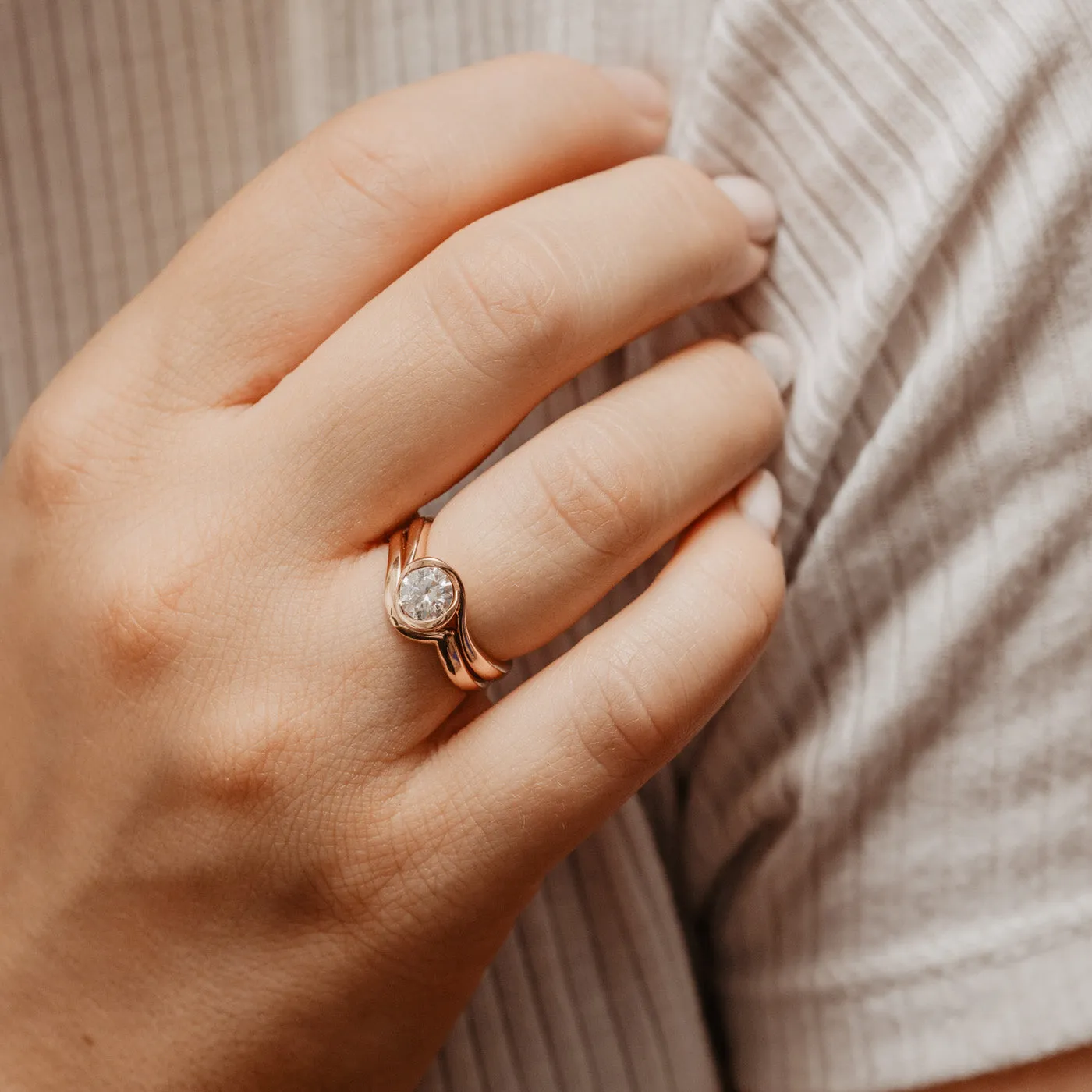 The Kalika Ring | Round Moissanite Nature Inspired Engagement Solitaire sold by Ethica Diamonds product image thumbnail 4