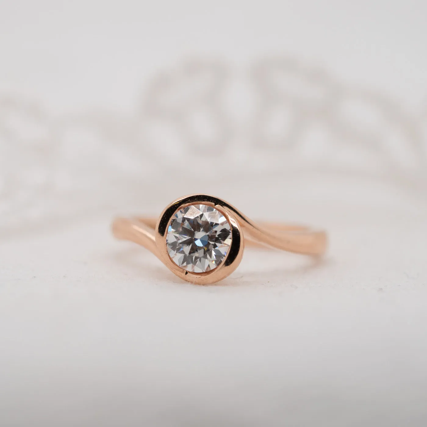 The Kalika Ring | Round Moissanite Nature Inspired Engagement Solitaire sold by Ethica Diamonds product image thumbnail 2
