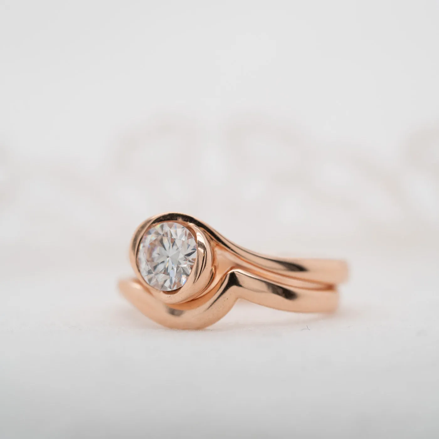 The Kalika Ring | Round Moissanite Nature Inspired Engagement Solitaire sold by Ethica Diamonds product image thumbnail 3
