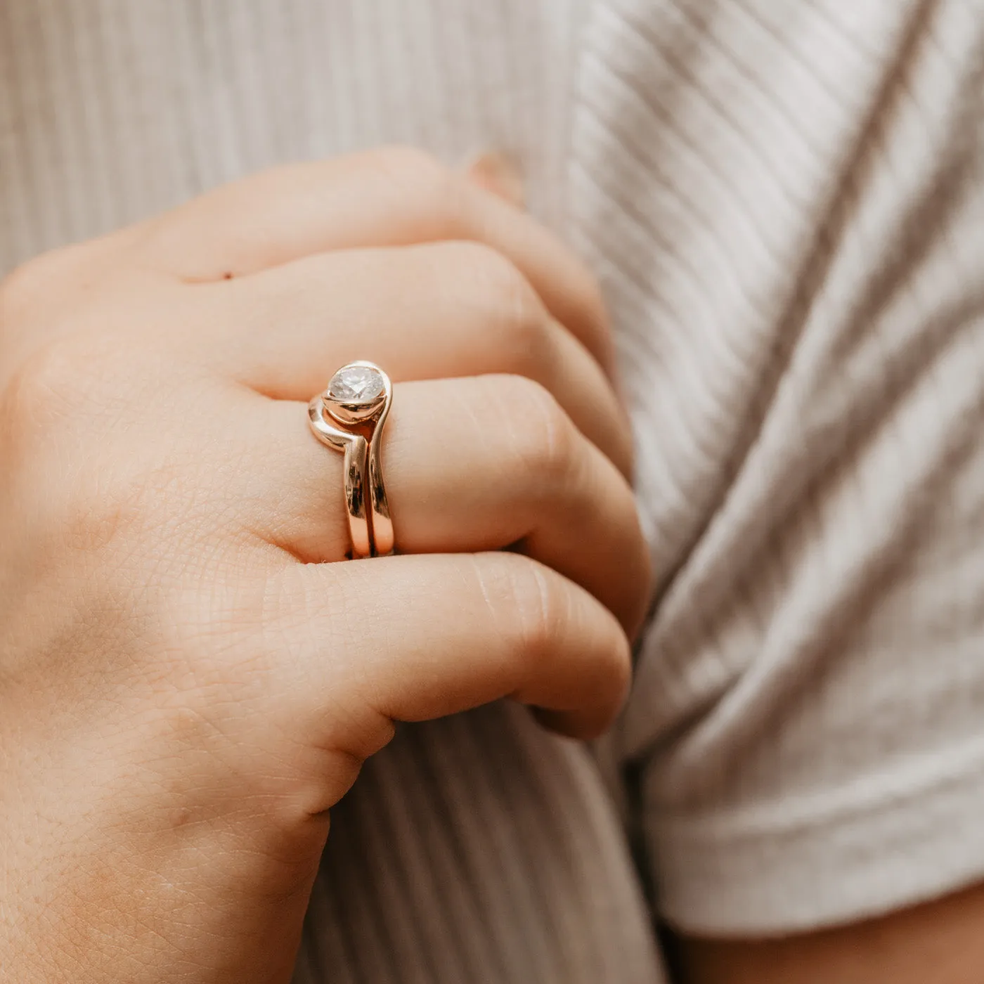 The Kalika Ring | Round Moissanite Nature Inspired Engagement Solitaire sold by Ethica Diamonds product image thumbnail 5