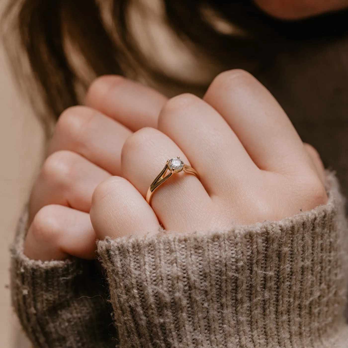 The Abrielle Ring | Round Lab Diamond Split Shank Solitaire Engagement sold by Ethica Diamonds