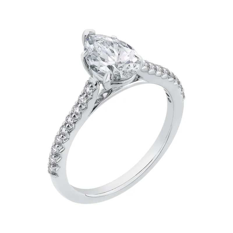 The Daphne Ring | Lab Diamond Pear Shoulder Set Engagement Solitaire sold by Ethica Diamonds