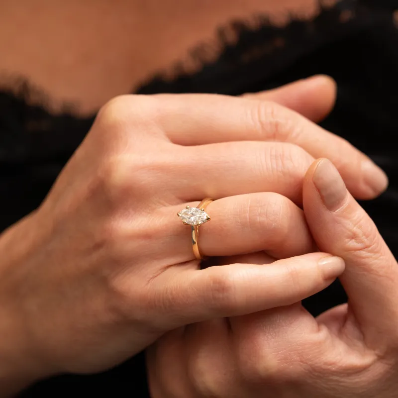 The Poppy Ring | 1ct VVS Marquise Lab Diamond Classic Engagement Solitaire sold by Ethica Diamonds