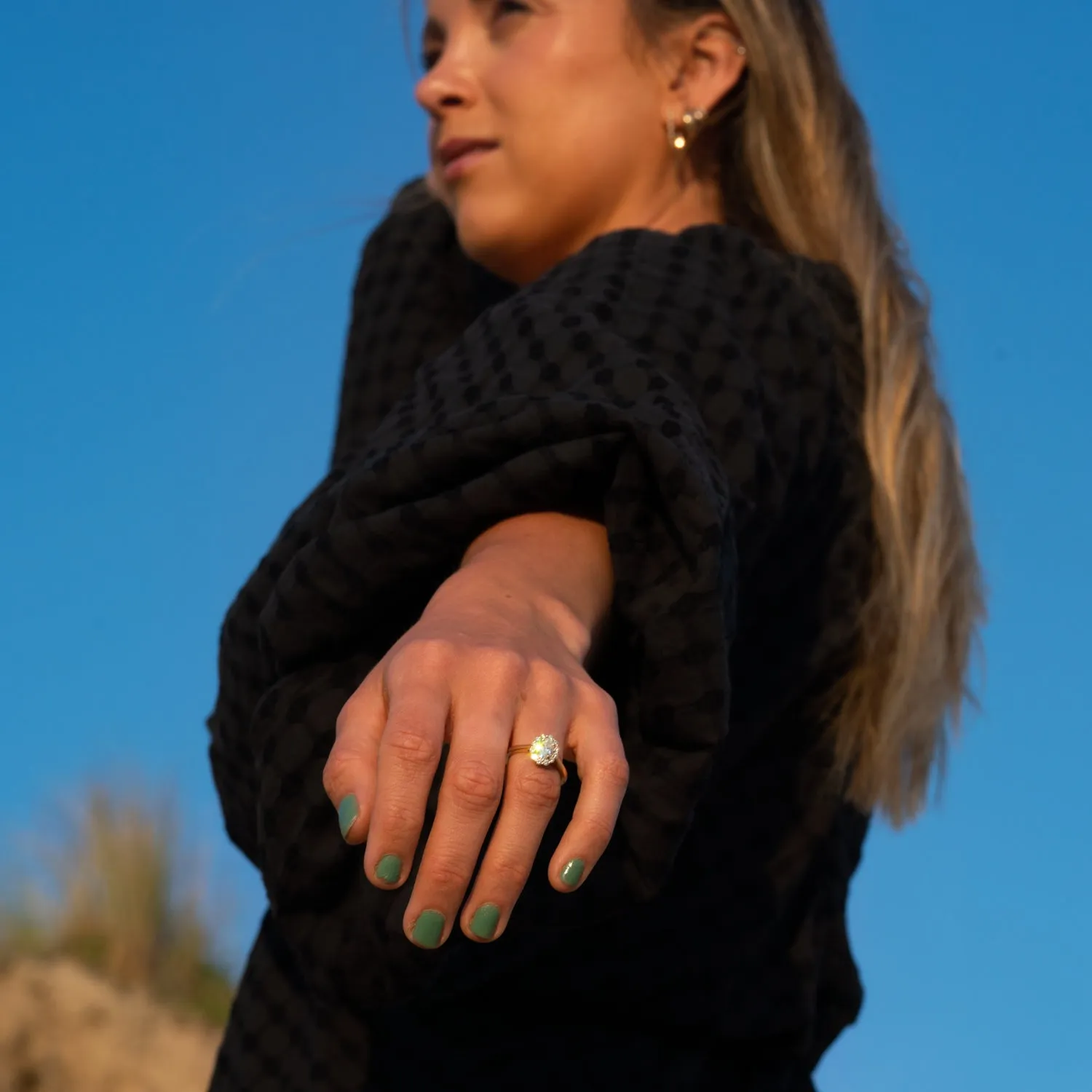 The Fleur | 1.05ct Oval Lab Diamond Vintage Halo Engagement Ring sold by Ethica Diamonds product image thumbnail 5