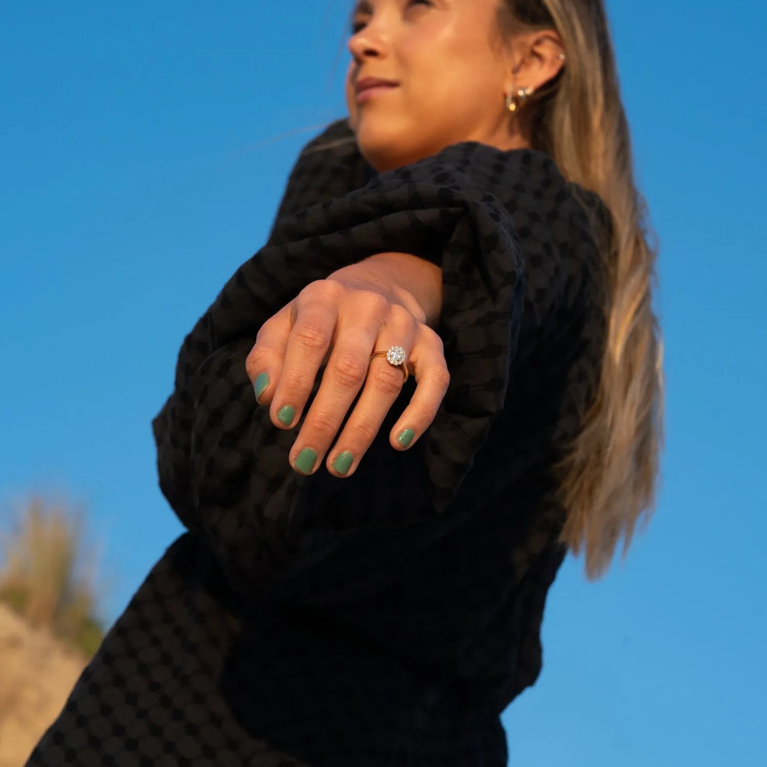 The Fleur | 1.05ct Oval Lab Diamond Vintage Halo Engagement Ring sold by Ethica Diamonds product image thumbnail 4