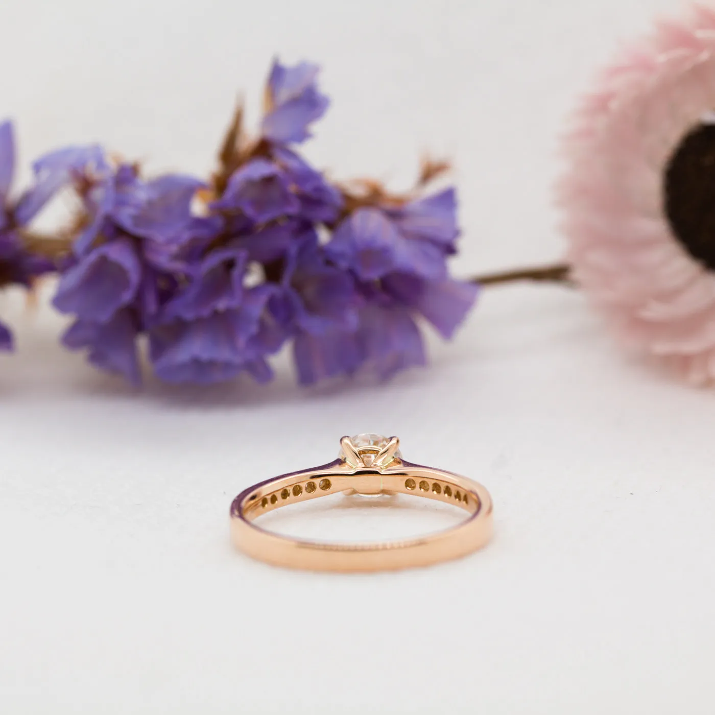 The Lia Ring | Moissanite & Lab Diamond Grain Set Engagement Solitaire sold by Ethica Diamonds product image thumbnail 5