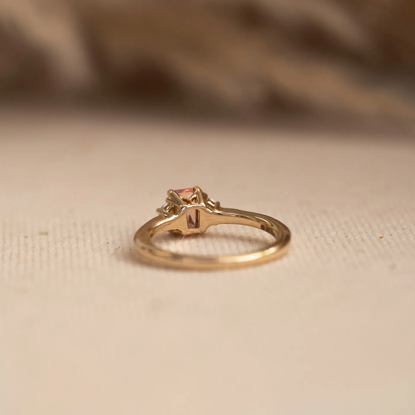 The Alana | 1.30ct Chatham® Champagne Radiant & Moon Cut Lab Diamond Trilogy Engagement Ring sold by Ethica Diamonds product image thumbnail 4