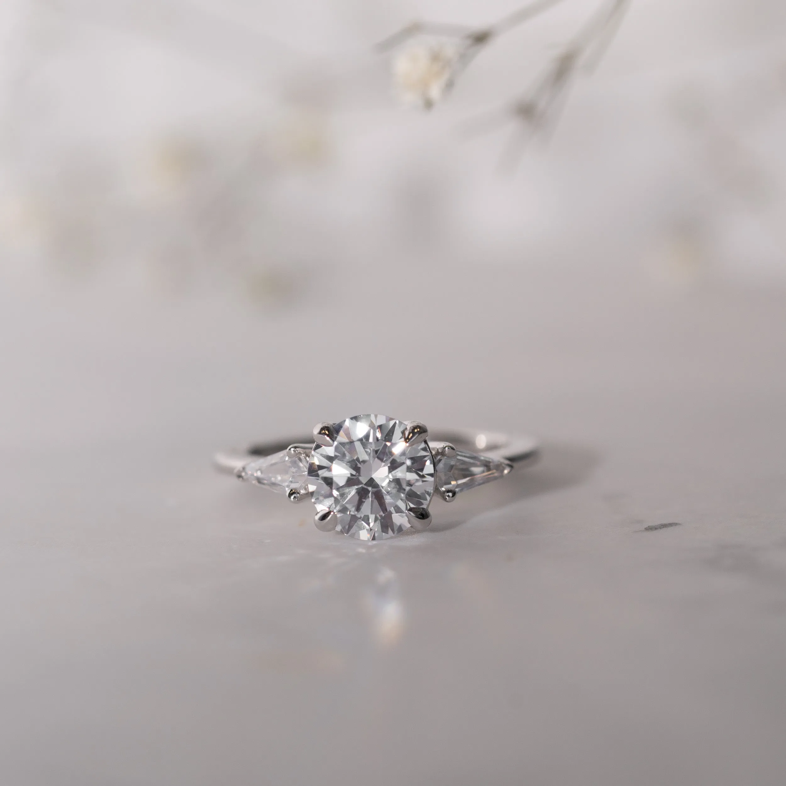 The Adele | Lab Diamond Round Brilliant & Kite Cut Trilogy Engagement Ring sold by Ethica Diamonds product image thumbnail 2