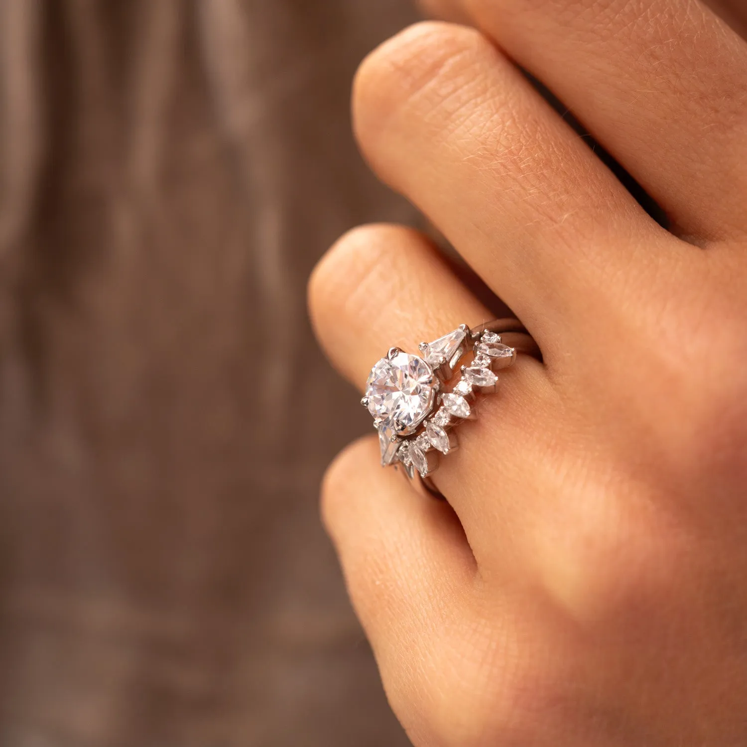 The Adele | Lab Diamond Round Brilliant & Kite Cut Trilogy Engagement Ring sold by Ethica Diamonds product image thumbnail 3