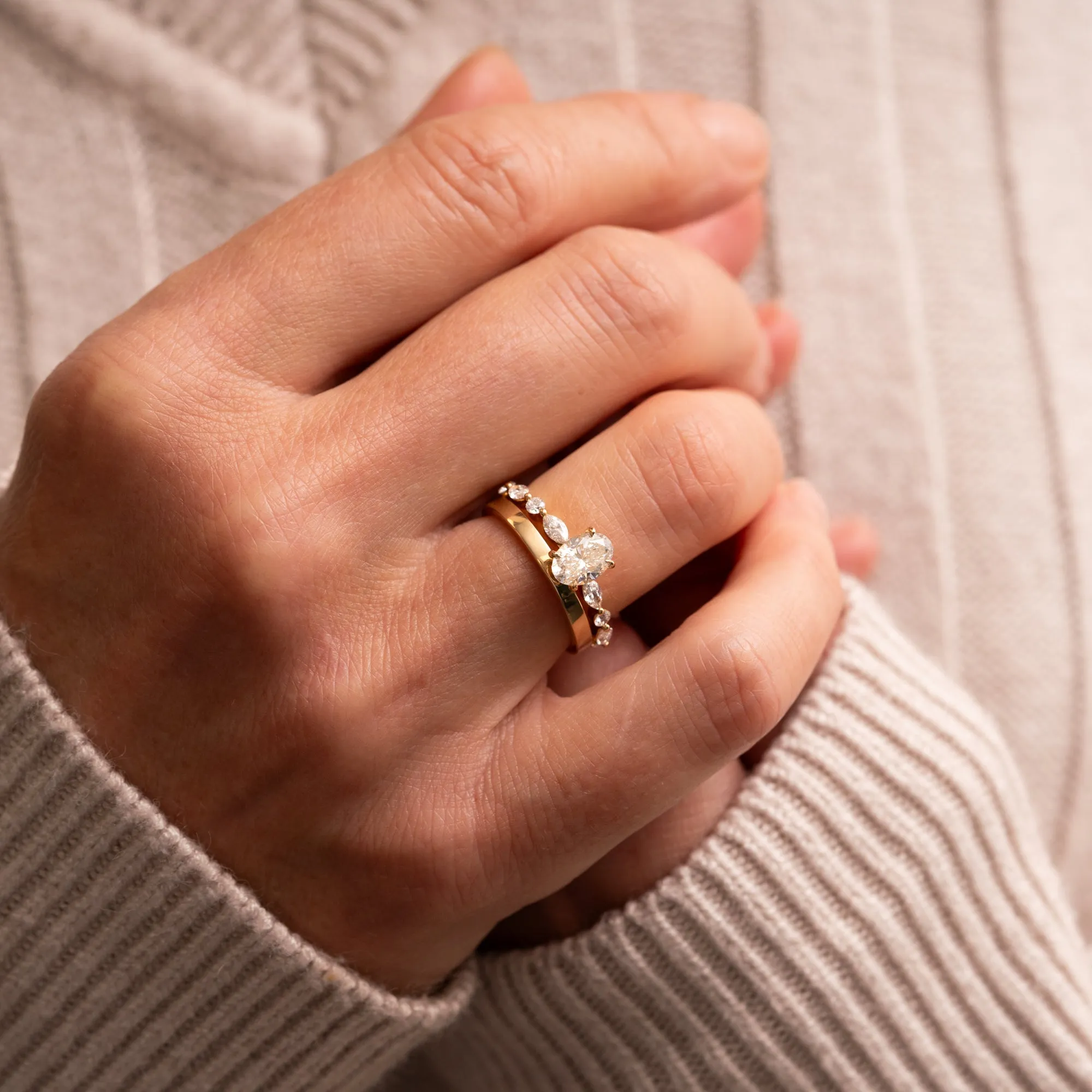 The Nadia | Oval Lab Diamond Marquise Shoulder Set Engagement Ring sold by Ethica Diamonds product image thumbnail 4