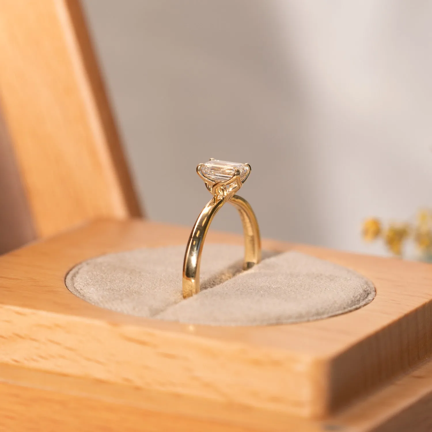 The India | Emerald Cut Lab Diamond Feminine Solitaire Engagement Ring sold by Ethica Diamonds product image thumbnail 3