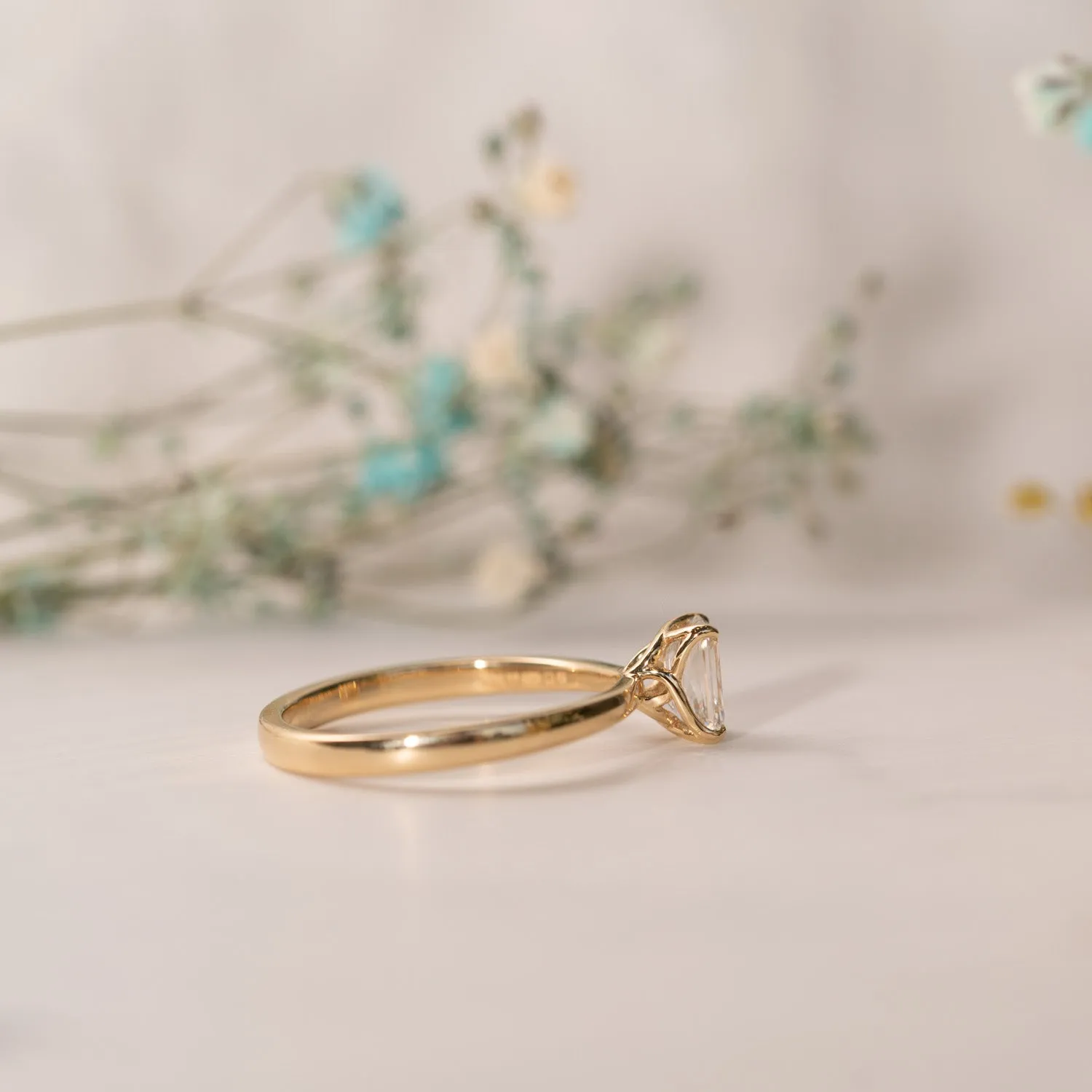 The India | Emerald Cut Lab Diamond Feminine Solitaire Engagement Ring sold by Ethica Diamonds product image thumbnail 4