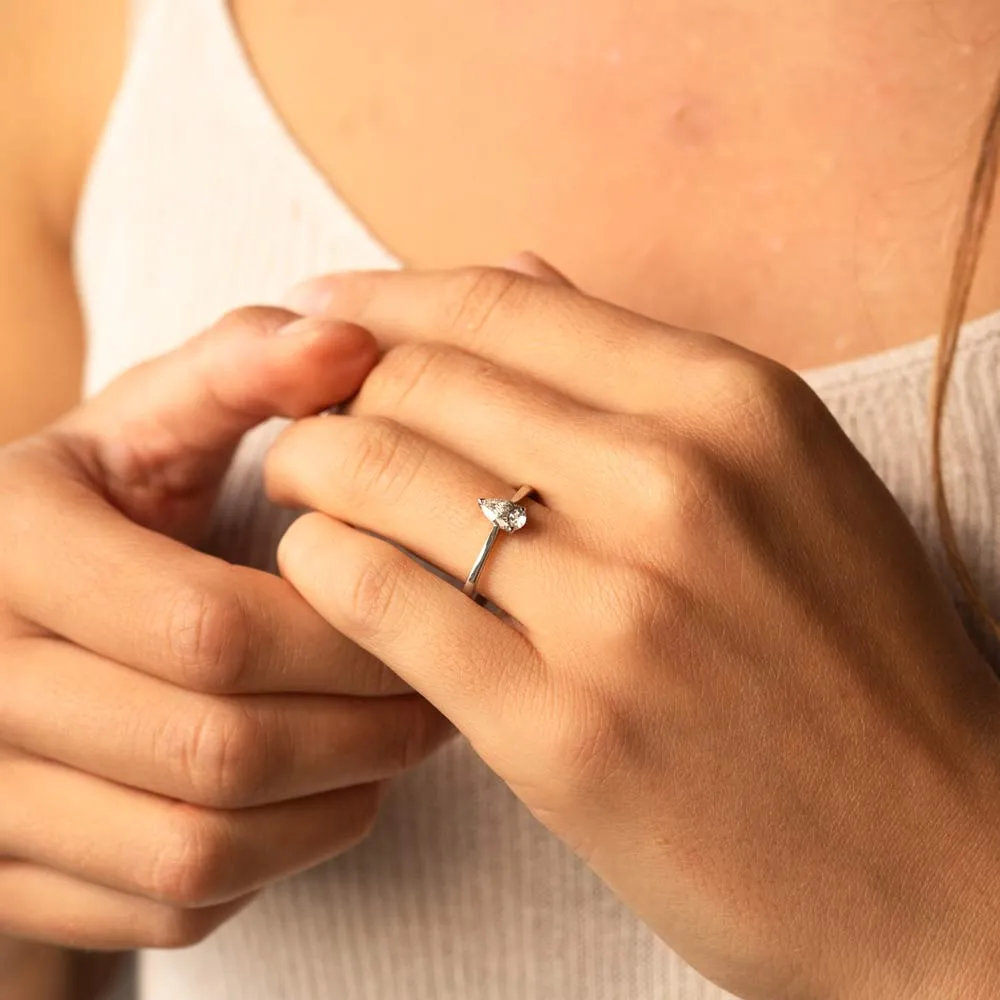 The Ali | Pear Cut Lab Diamond Dainty Solitaire Engagement Ring sold by Ethica Diamonds product image thumbnail 5