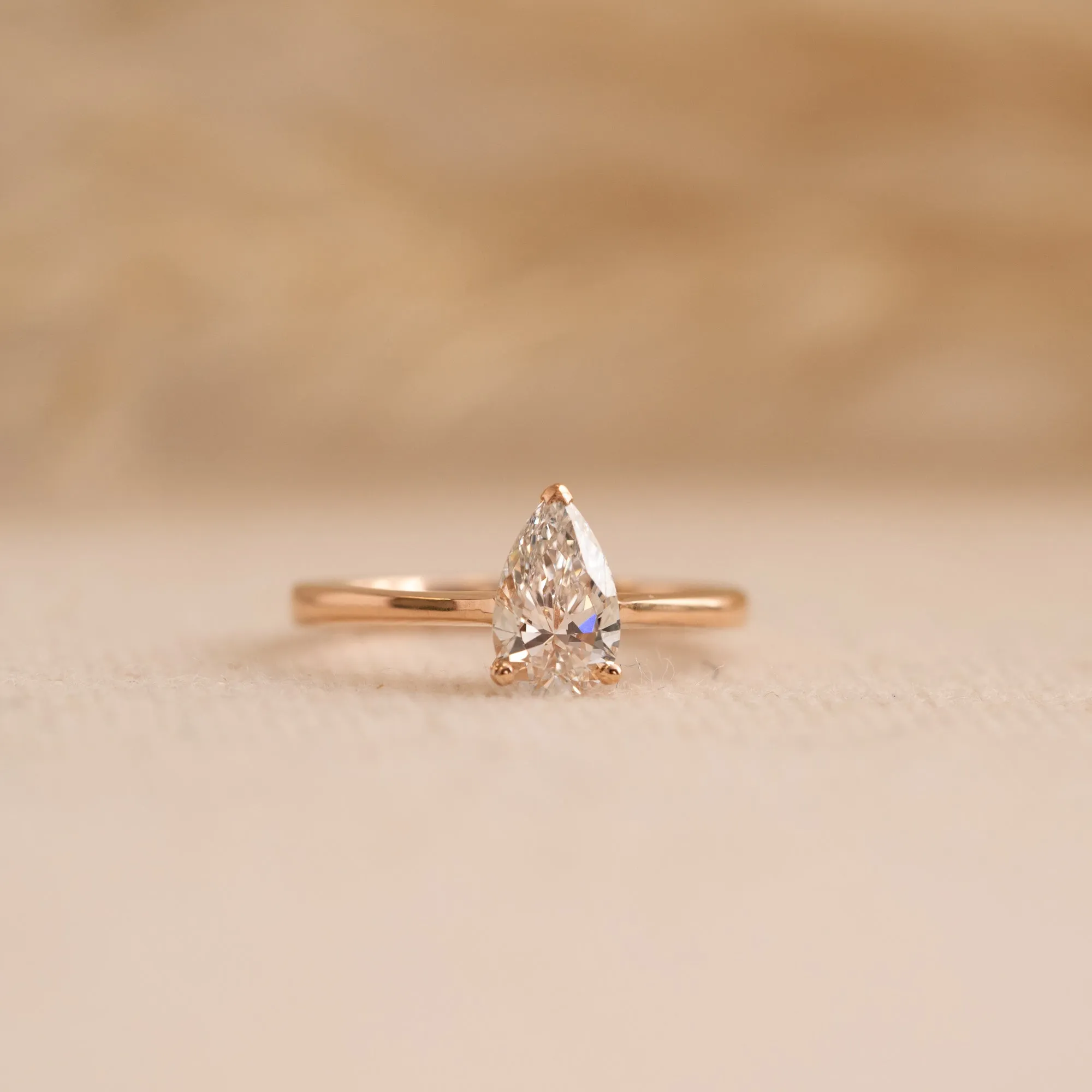 The Ali | Pear Cut Lab Diamond Dainty Solitaire Engagement Ring sold by Ethica Diamonds