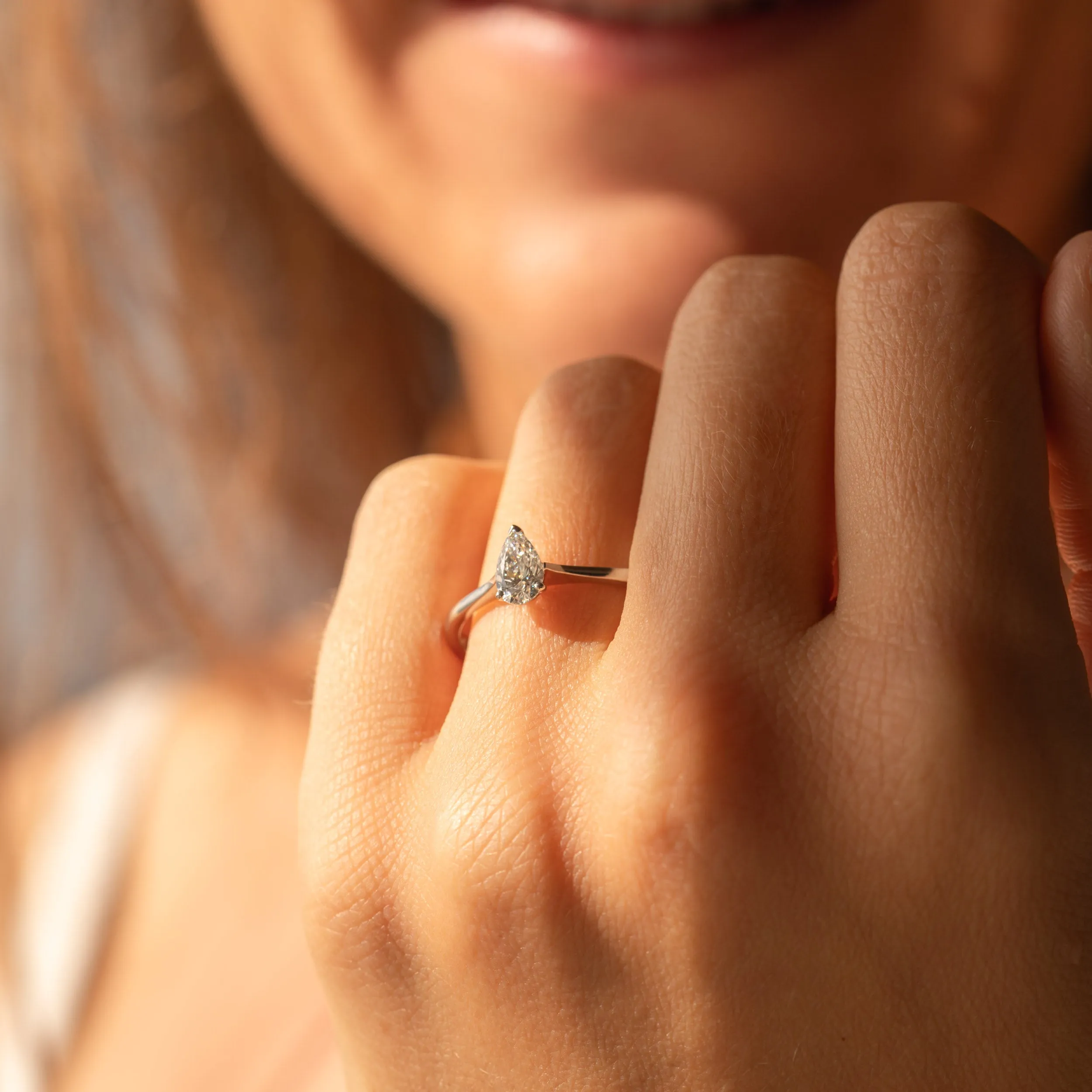 The Ali | Pear Cut Lab Diamond Dainty Solitaire Engagement Ring sold by Ethica Diamonds product image thumbnail 2