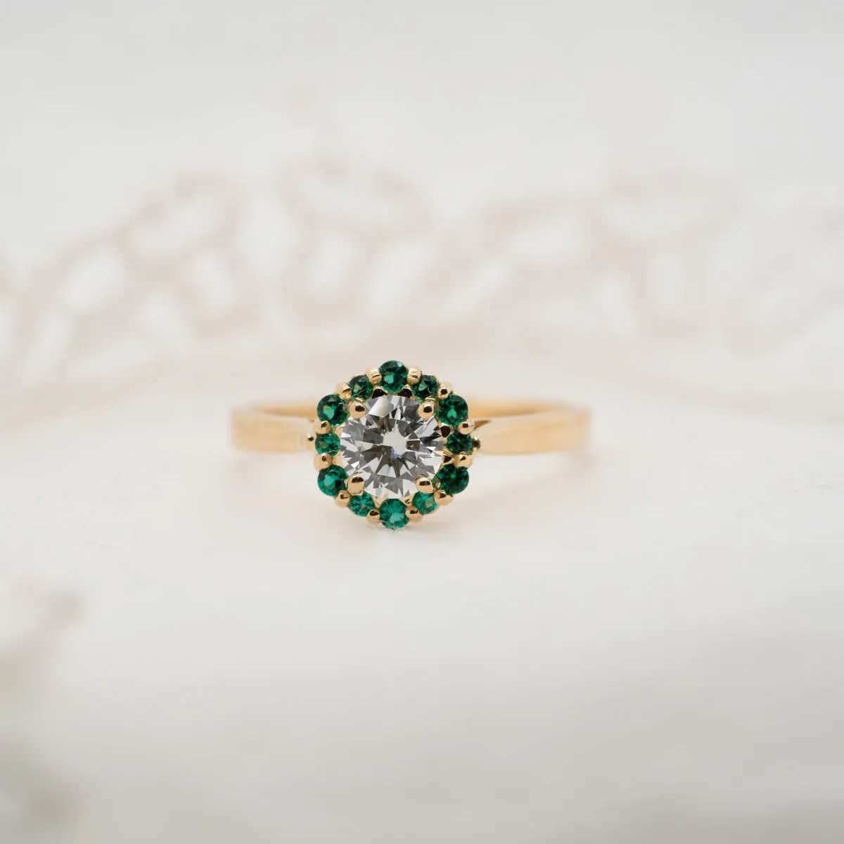 The Dahlia | Round Lab Diamond Vintage Hexagonal Halo Engagement Ring sold by Ethica Diamonds product image thumbnail 2
