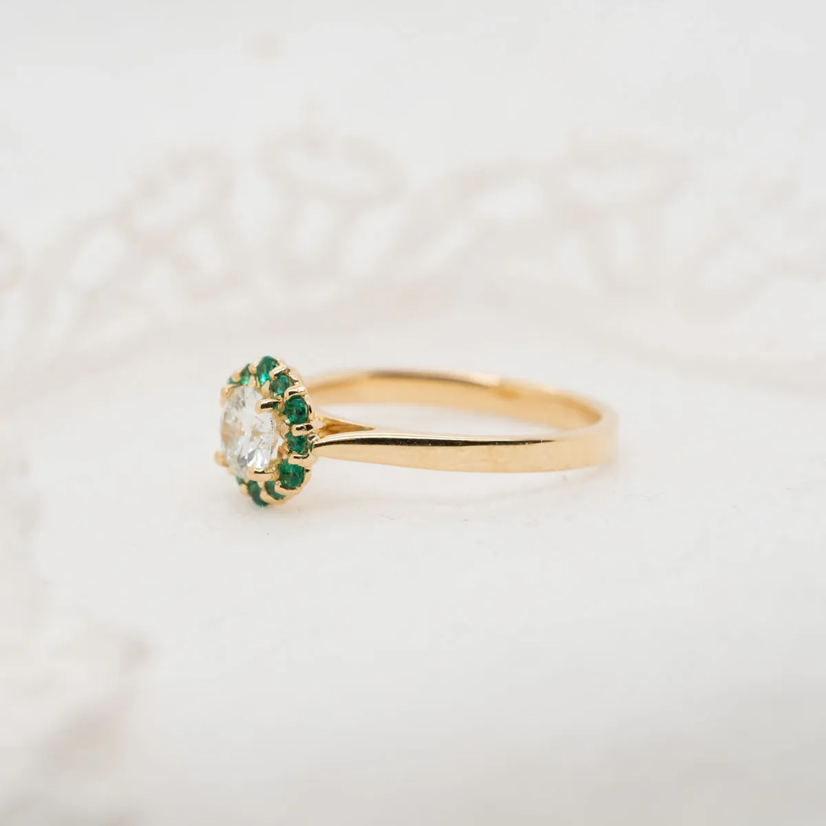 The Dahlia | Round Lab Diamond Vintage Hexagonal Halo Engagement Ring sold by Ethica Diamonds product image thumbnail 4