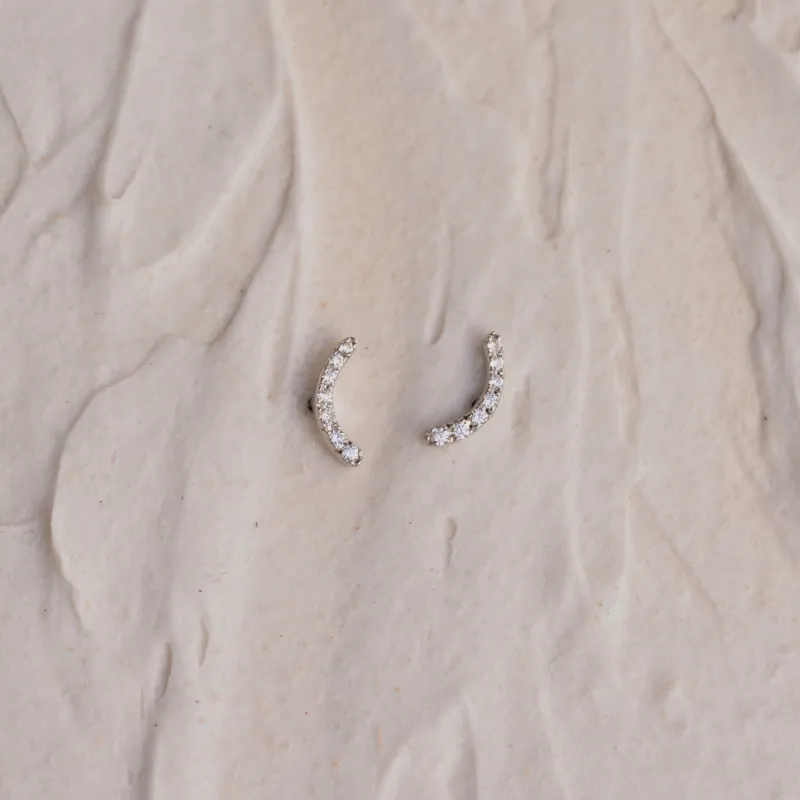 The Mia | Delicate Curve Diamond Stud Earrings sold by Ethica Diamonds