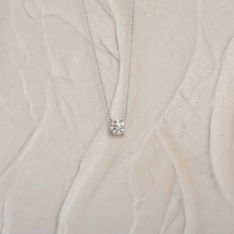 The Margaux Necklace | 1.5ct Floating Solitaire Diamond Pendant sold by Ethica Diamonds