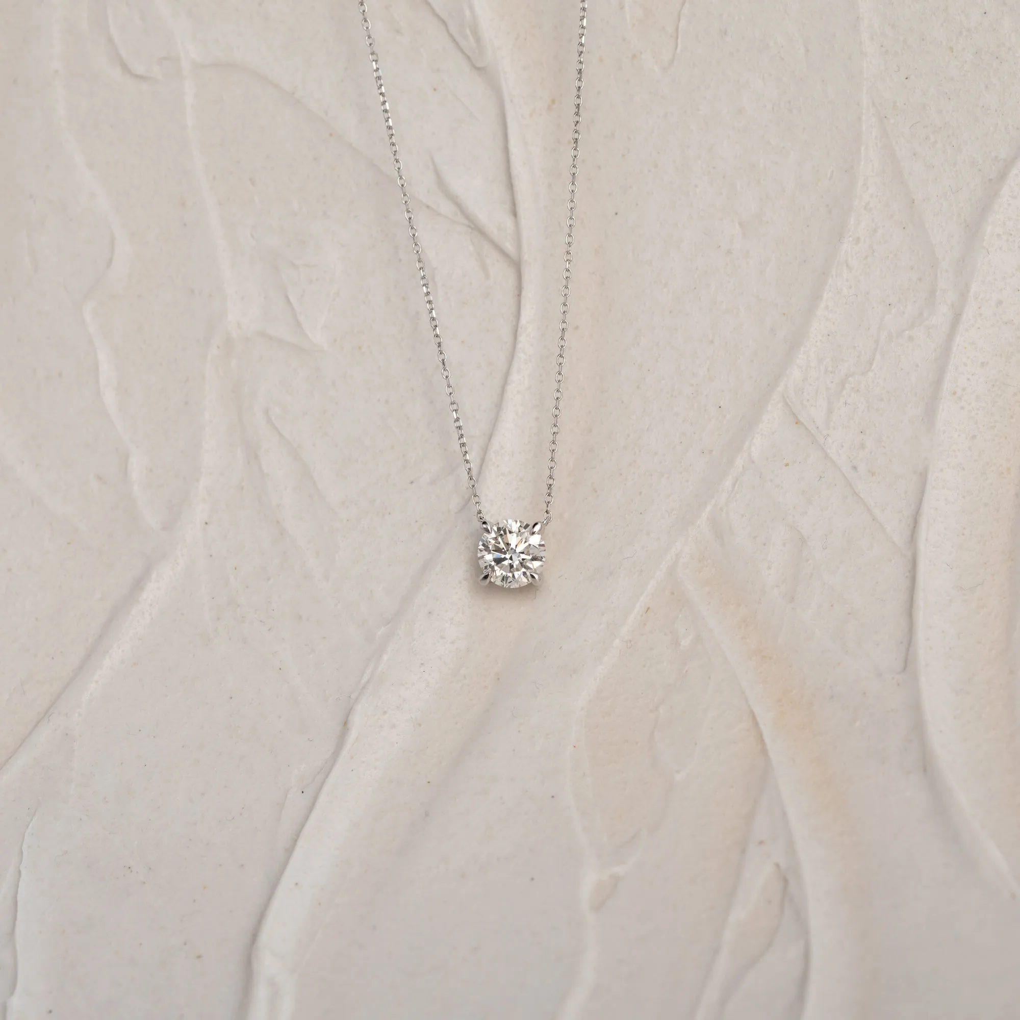 The Margaux Necklace | 1.5ct Floating Solitaire Diamond Pendant sold by Ethica Diamonds