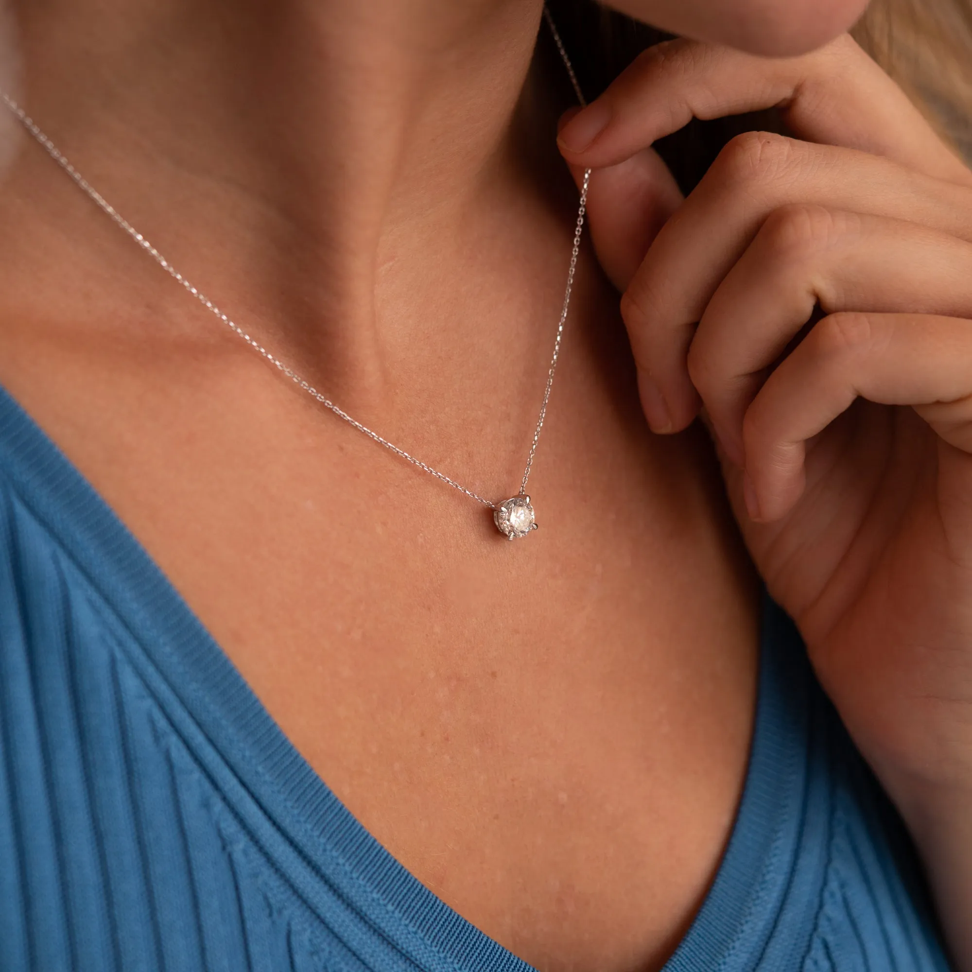 The Margaux Necklace | 1.5ct Floating Solitaire Diamond Pendant sold by Ethica Diamonds product image thumbnail 2