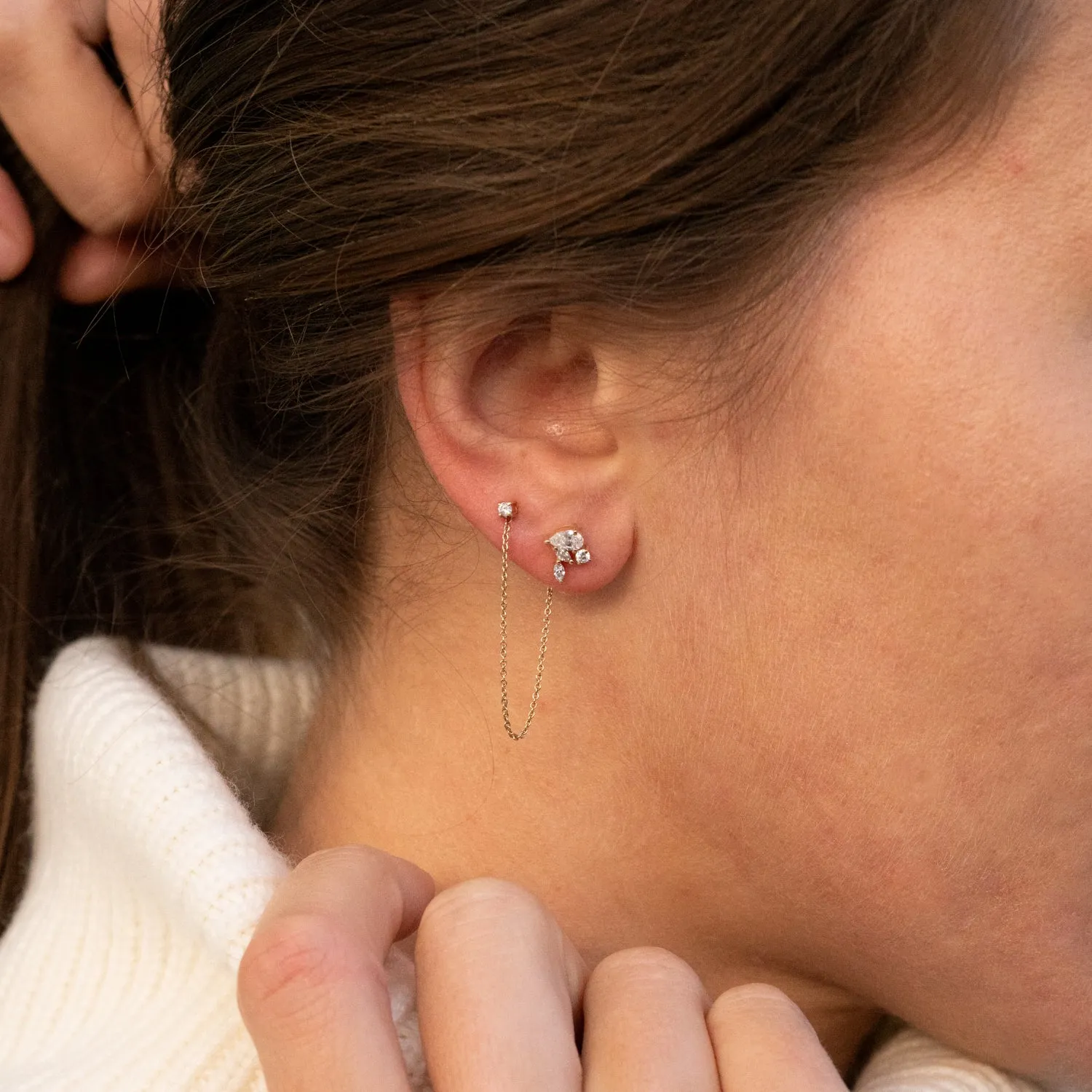The Maris | Stud and Chain 1.2ct Earrings sold by Ethica Diamonds product image thumbnail 5