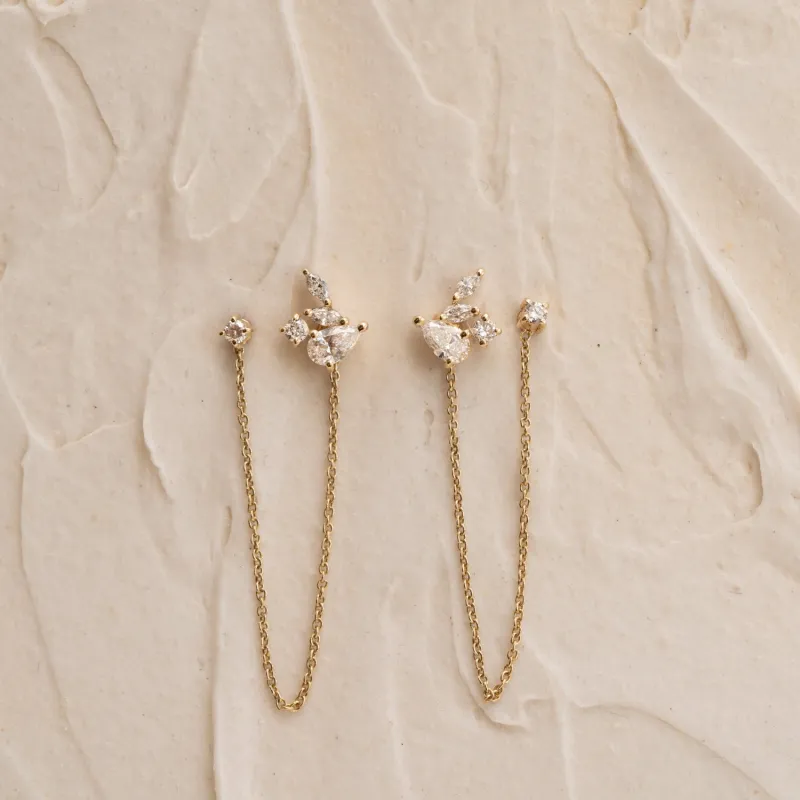 The Maris | Stud and Chain 1.2ct Earrings made by Ethica Diamonds
