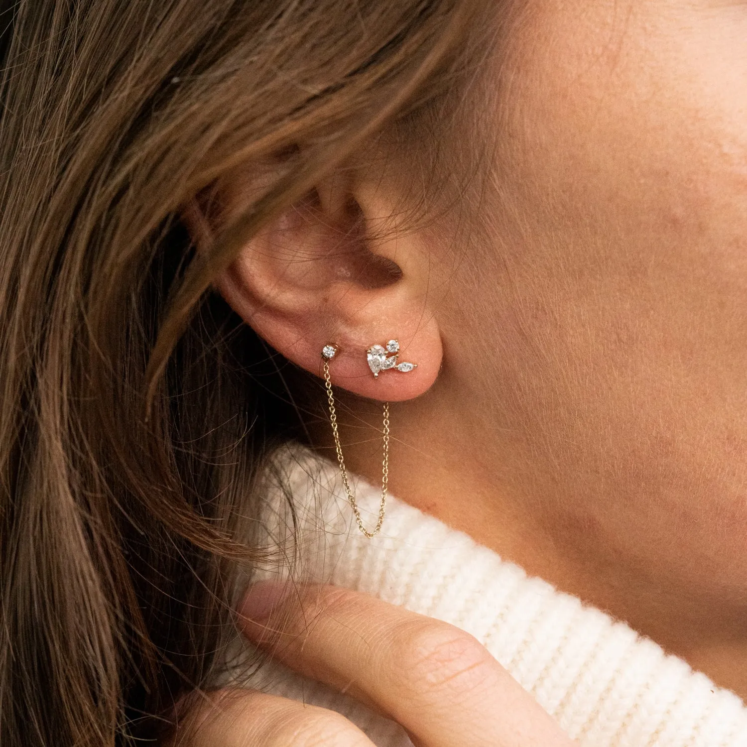 The Maris | Stud and Chain 1.2ct Earrings sold by Ethica Diamonds product image thumbnail 4