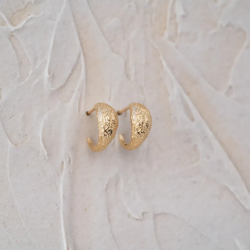 The Sawyer | Wide Textured 9k Gold Hoop Earrings made by Ethica Diamonds