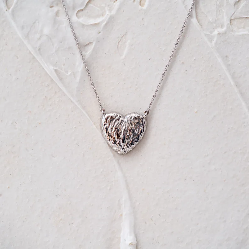 The Carys | 9K Gold Textured Heart Pendant sold by Ethica Diamonds