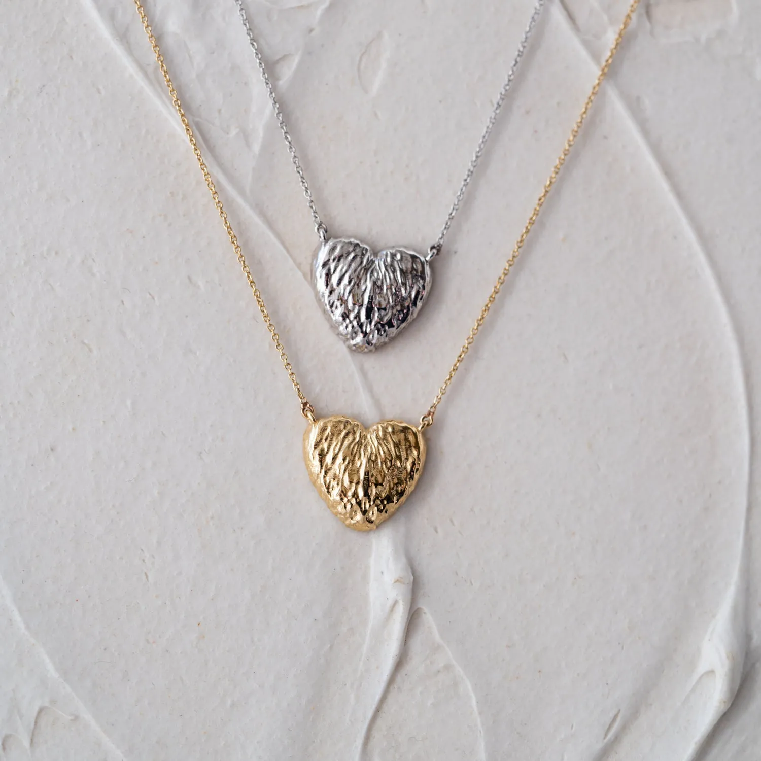 The Carys | 9K Gold Textured Heart Pendant sold by Ethica Diamonds product image thumbnail 2