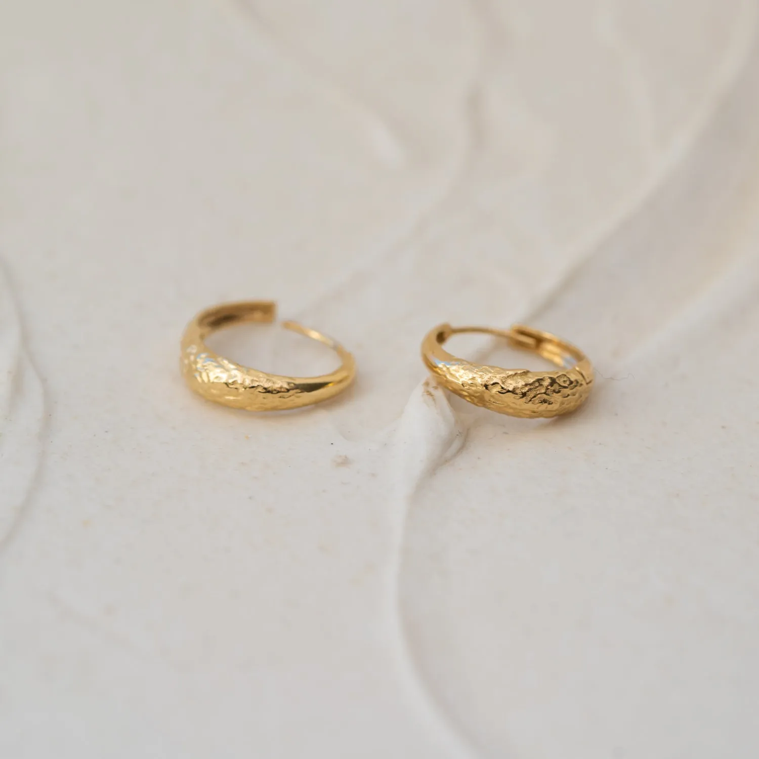 The Sora | Textured 9K Gold Small Hoop Earrings sold by Ethica Diamonds product image thumbnail 2