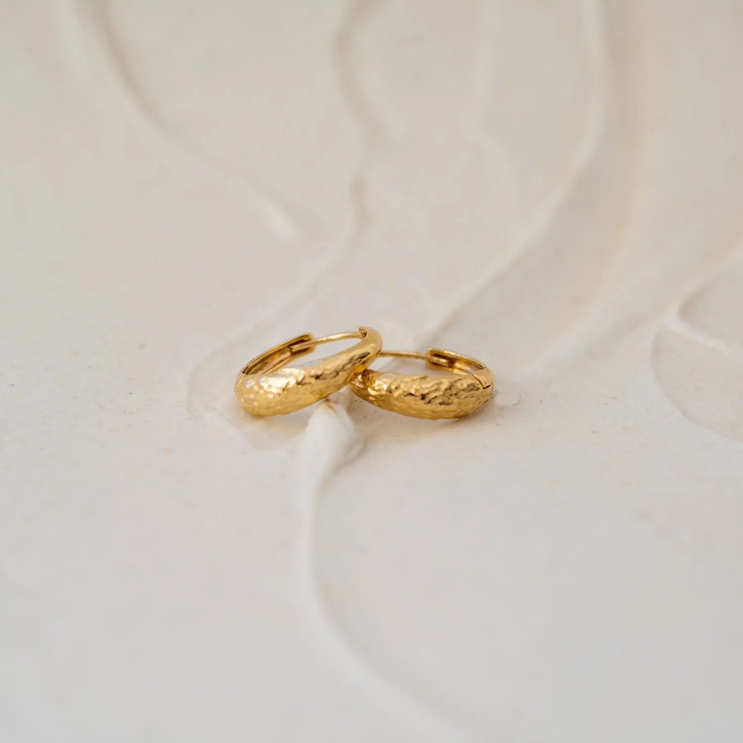 The Sora | Textured 9K Gold Small Hoop Earrings sold by Ethica Diamonds product image thumbnail 3