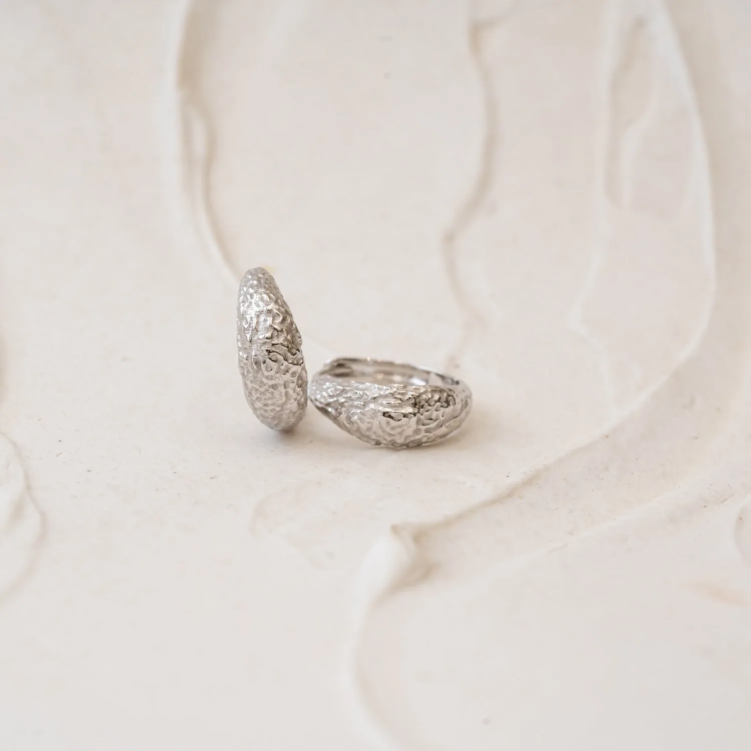 The Sade | 9k Gold Textured Hoop Earrings sold by Ethica Diamonds product image thumbnail 4