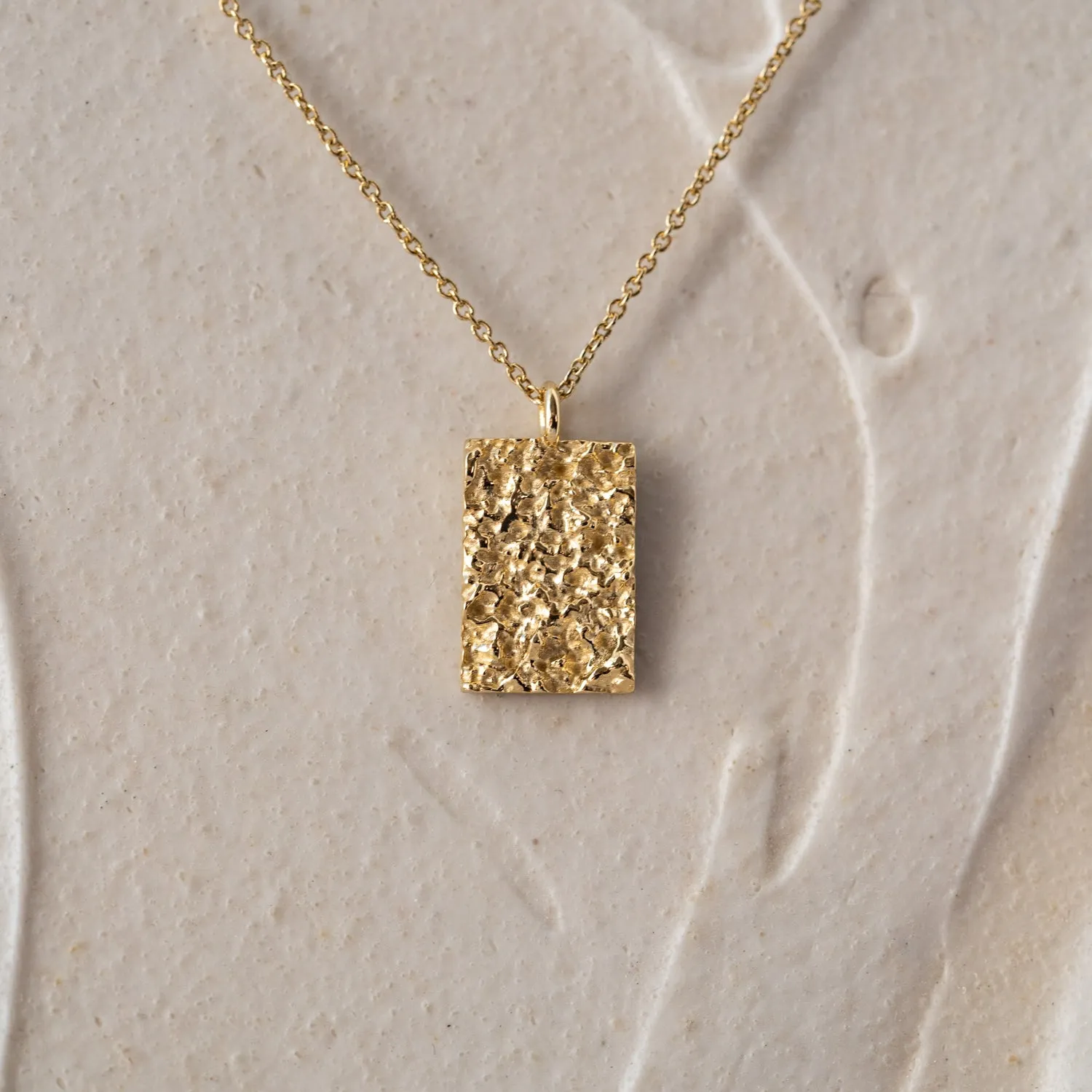 The Zia | Textured Dog Tag 9K Gold Necklace sold by Ethica Diamonds product image thumbnail 3
