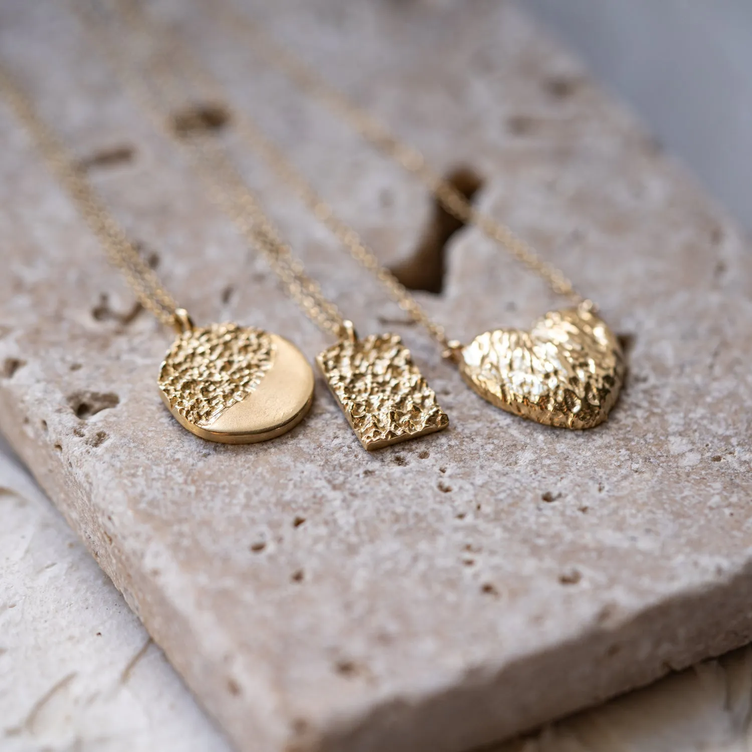 The Zia | Textured Dog Tag 9K Gold Necklace sold by Ethica Diamonds product image thumbnail 5