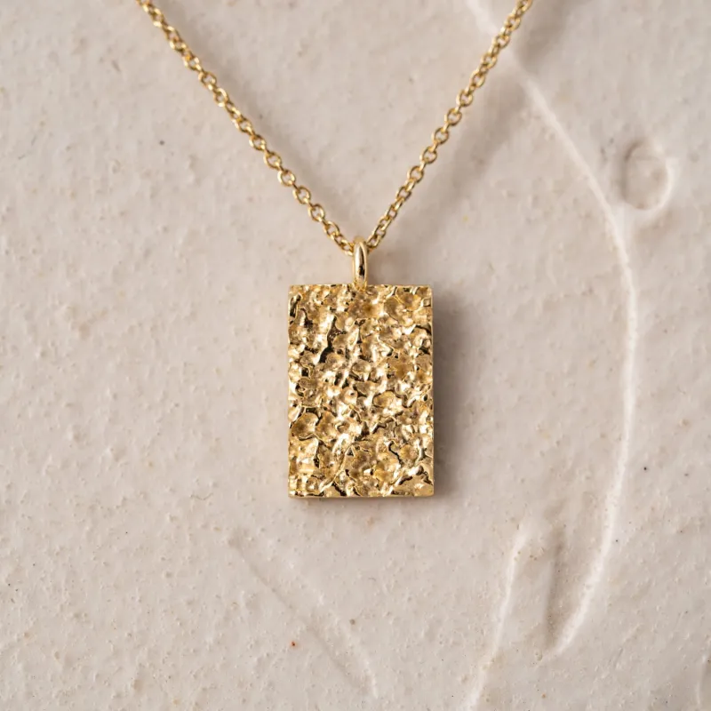 The Zia | Textured Dog Tag 9K Gold Necklace sold by Ethica Diamonds