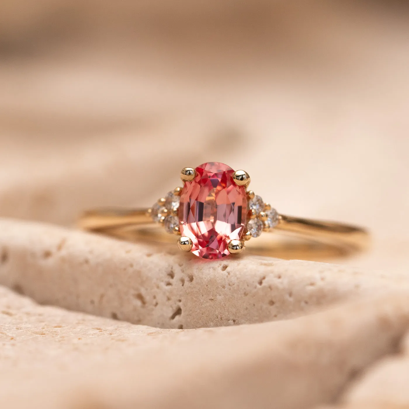 The Victoria - Coloured Diamond | Oval Cut Lab Diamond Accented Dainty Ring sold by Ethica Diamonds product image thumbnail 4
