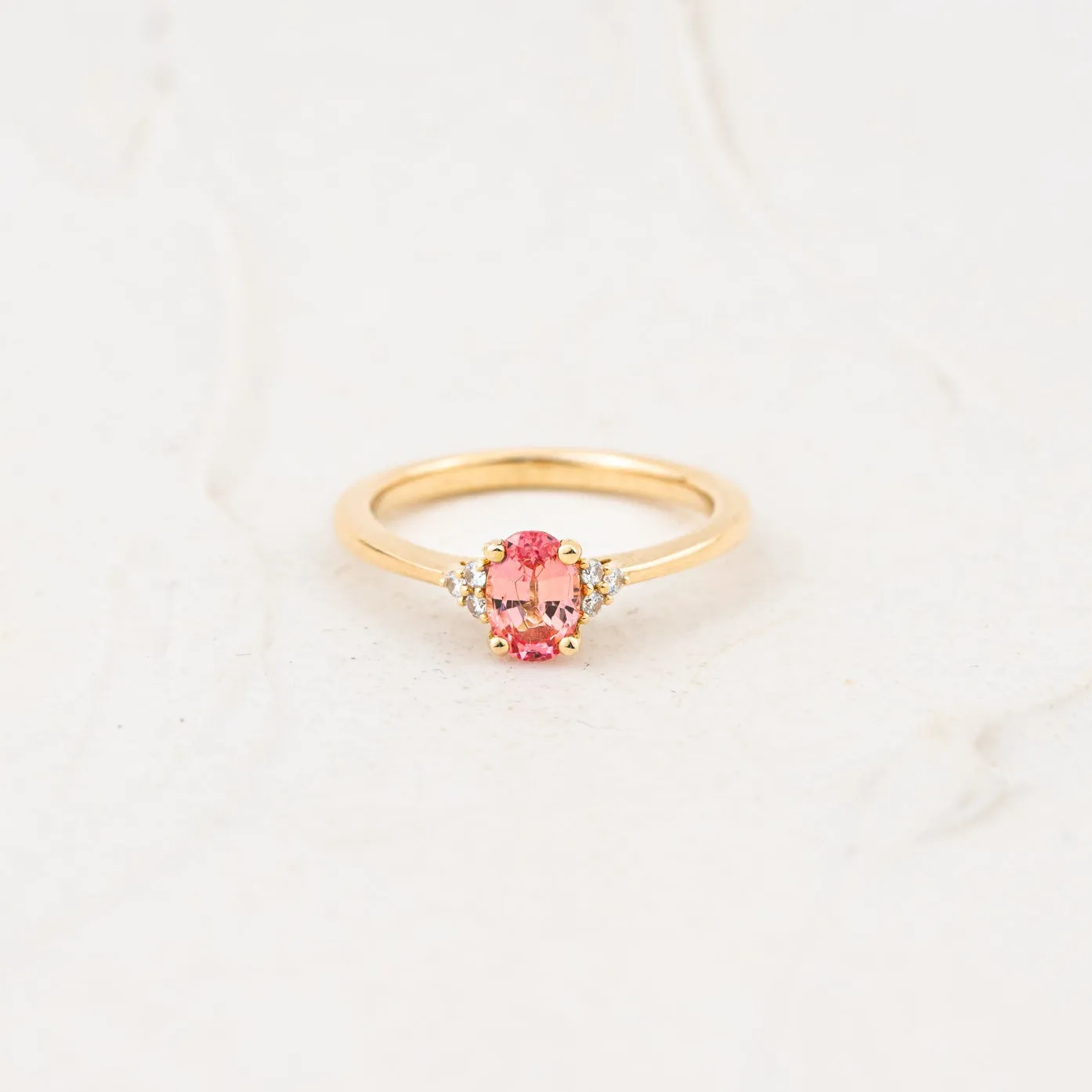 The Victoria - Coloured Diamond | Oval Cut Lab Diamond Accented Dainty Ring sold by Ethica Diamonds
