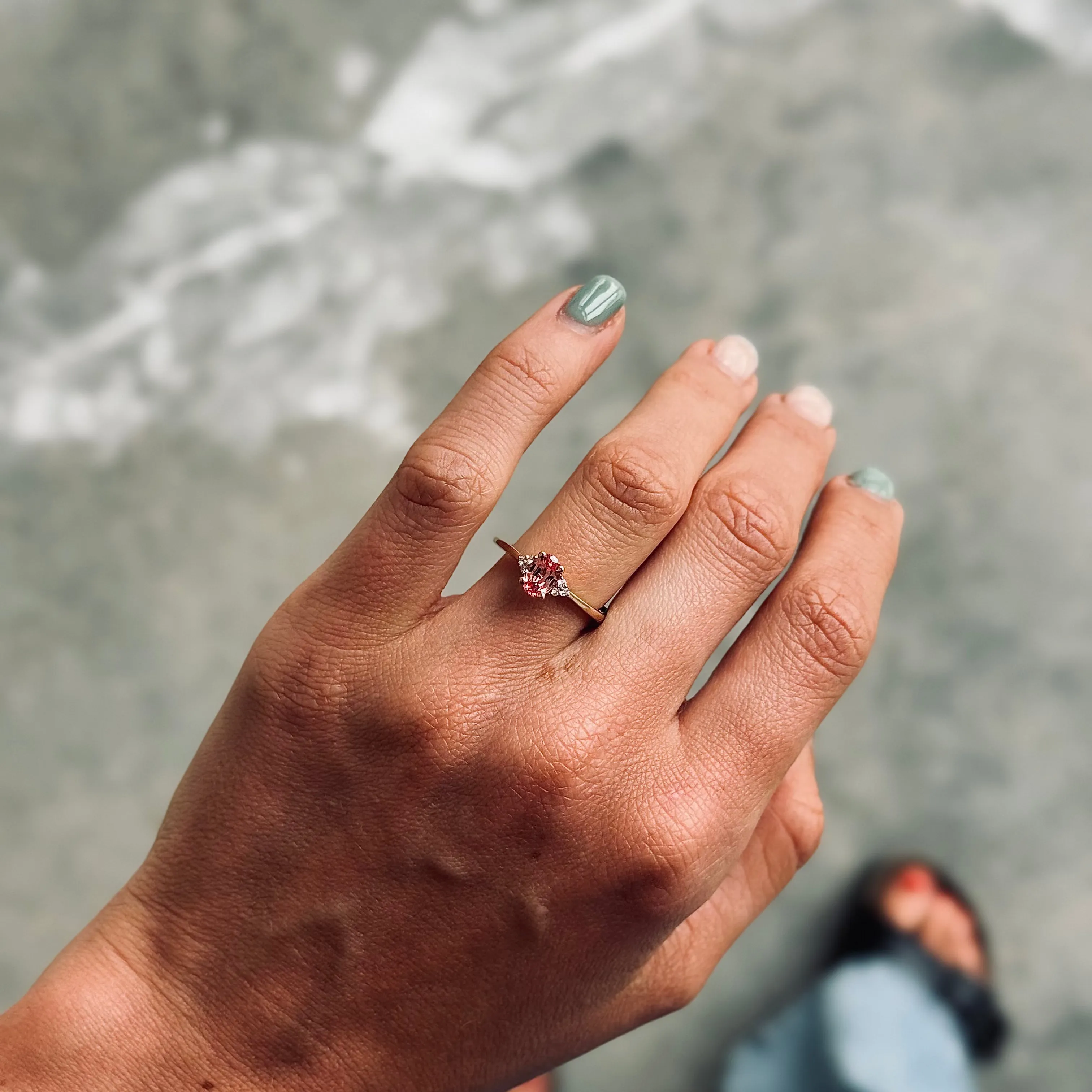 The Victoria - Coloured Diamond | Oval Cut Lab Diamond Accented Dainty Ring sold by Ethica Diamonds product image thumbnail 2