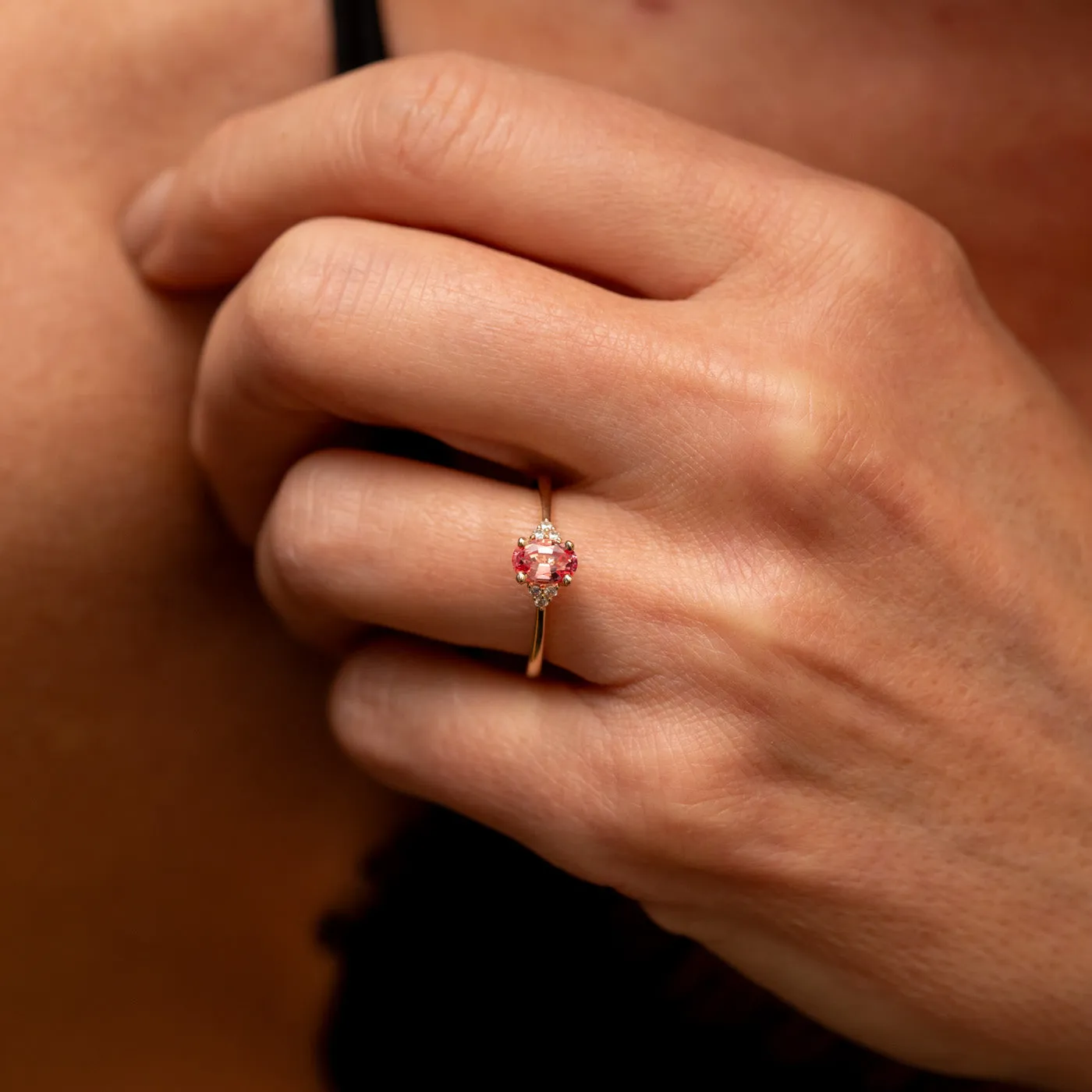 The Victoria - Coloured Diamond | Oval Cut Lab Diamond Accented Dainty Ring sold by Ethica Diamonds product image thumbnail 3