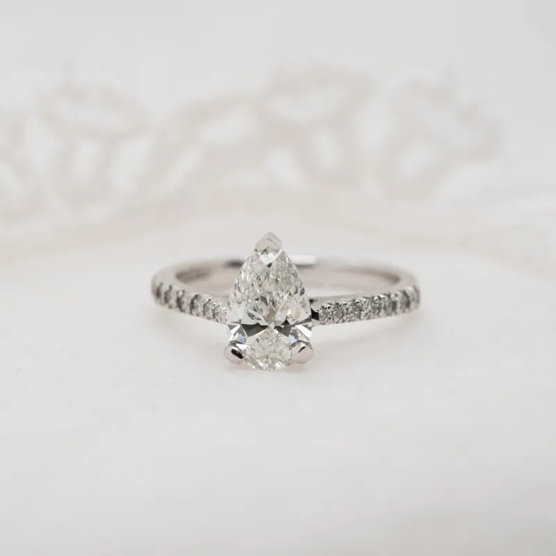 The Nouveau Ring | Lab Diamond Pear Cut Shoulder Set Engagement sold by Ethica Diamonds