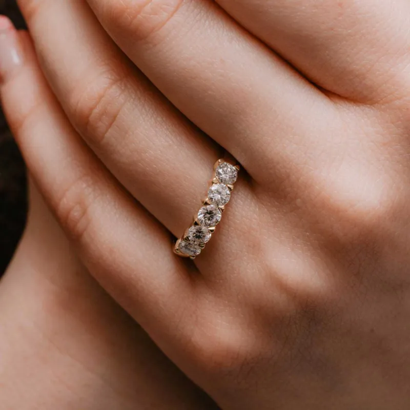 The Amabel Ring | 1.25ct D-E VVS Five Stone 18k Fairtrade Yellow Gold sold by Ethica Diamonds