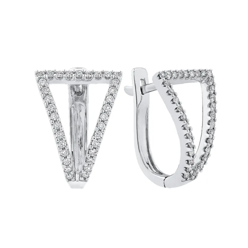 The Calix Earrings | Lab Diamond Modern Geometric Drop Hoops sold by Ethica Diamonds