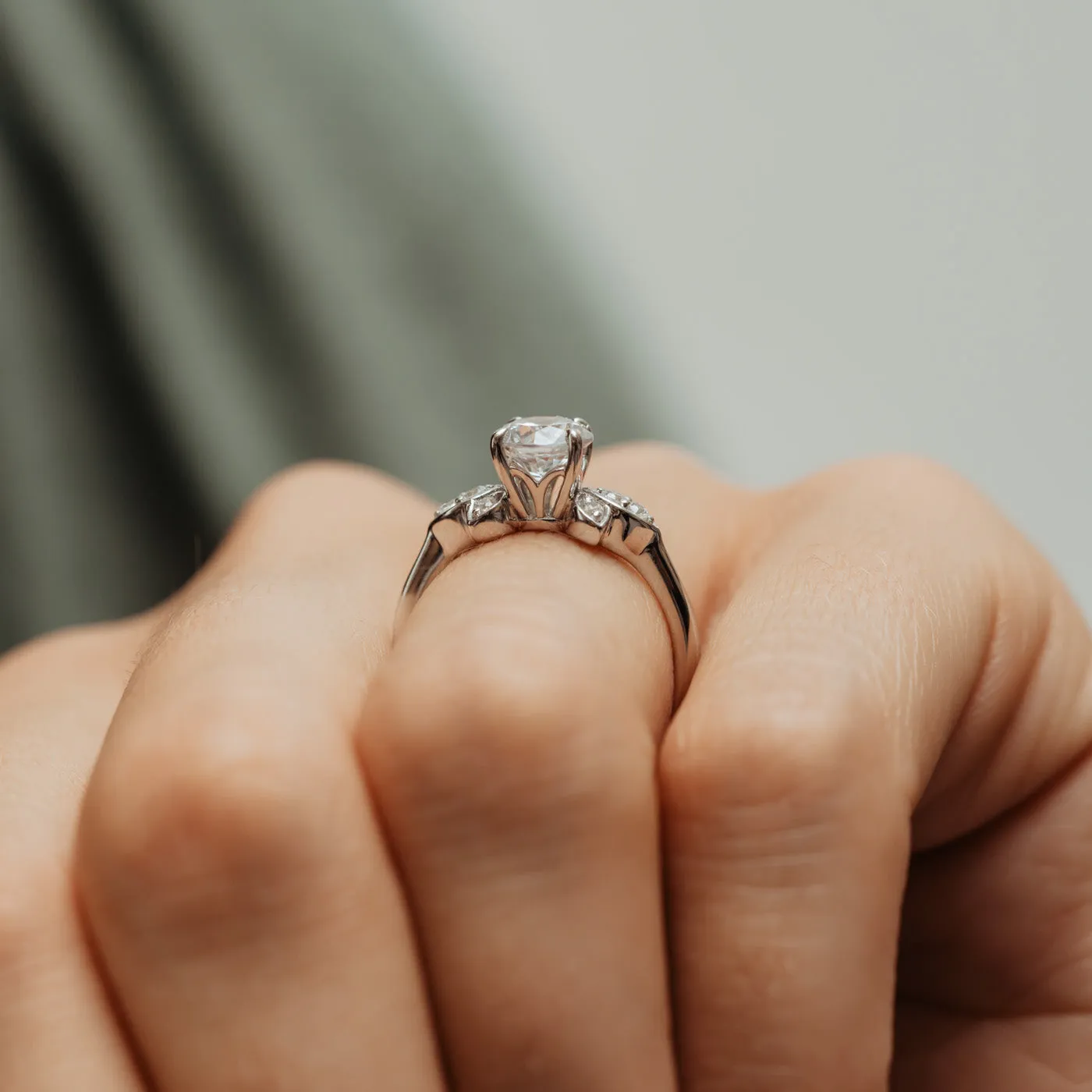 The Vani Ring | Round Moissanite & Diamond Nature Accented Engagement sold by Ethica Diamonds product image thumbnail 5