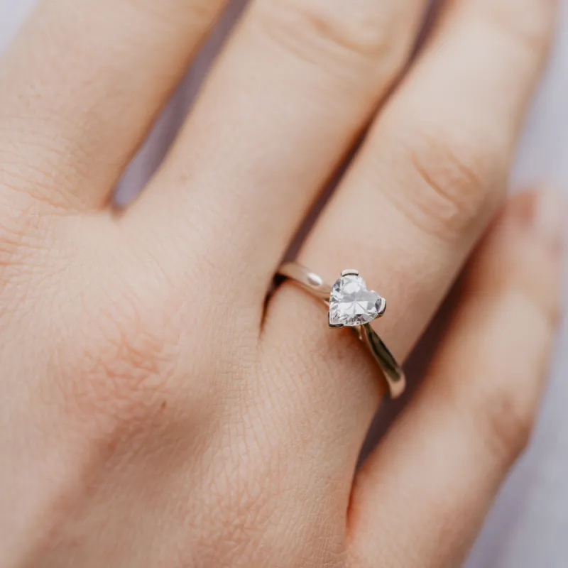 The Valentina Ring | Heart Cut Lab Diamond Classic Engagement Solitaire sold by Ethica Diamonds