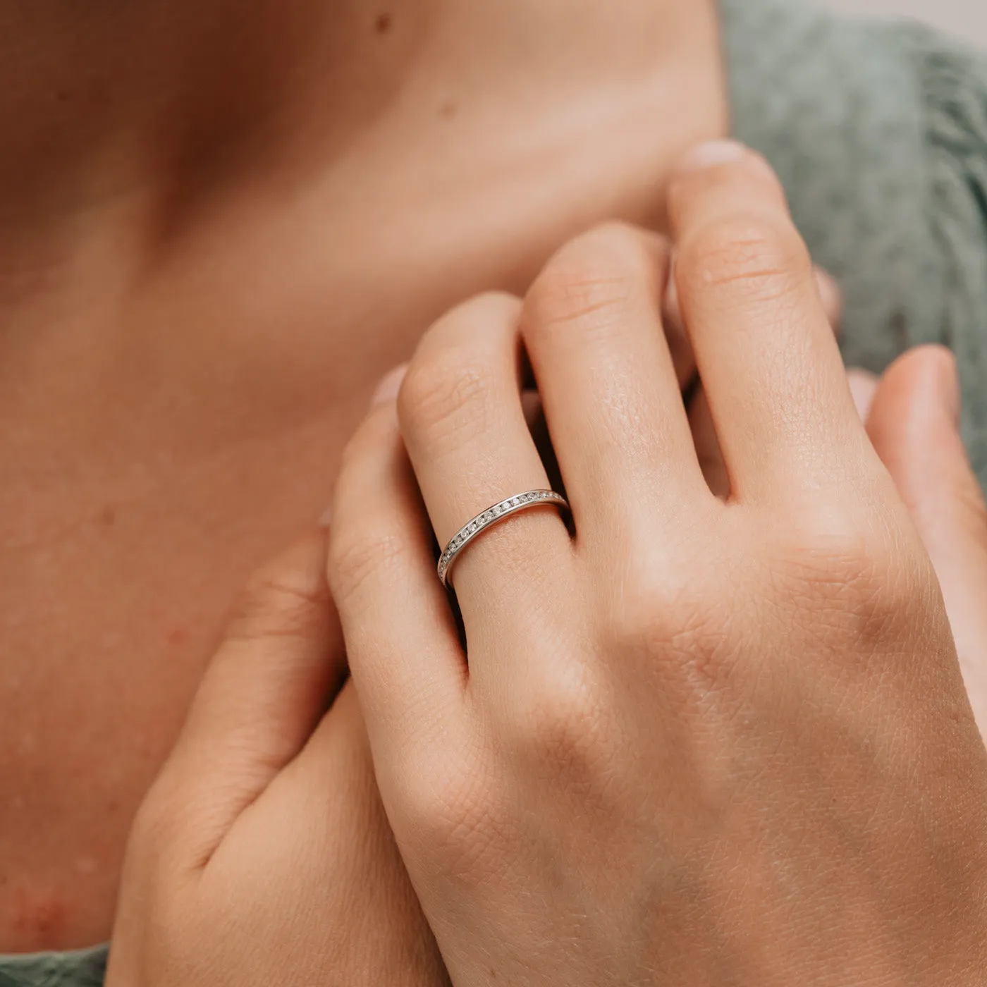 The Tania Ring | 0.25ct E-F VS Lab Diamond 950 Platinum Wedding Band Channel Set sold by Ethica Diamonds