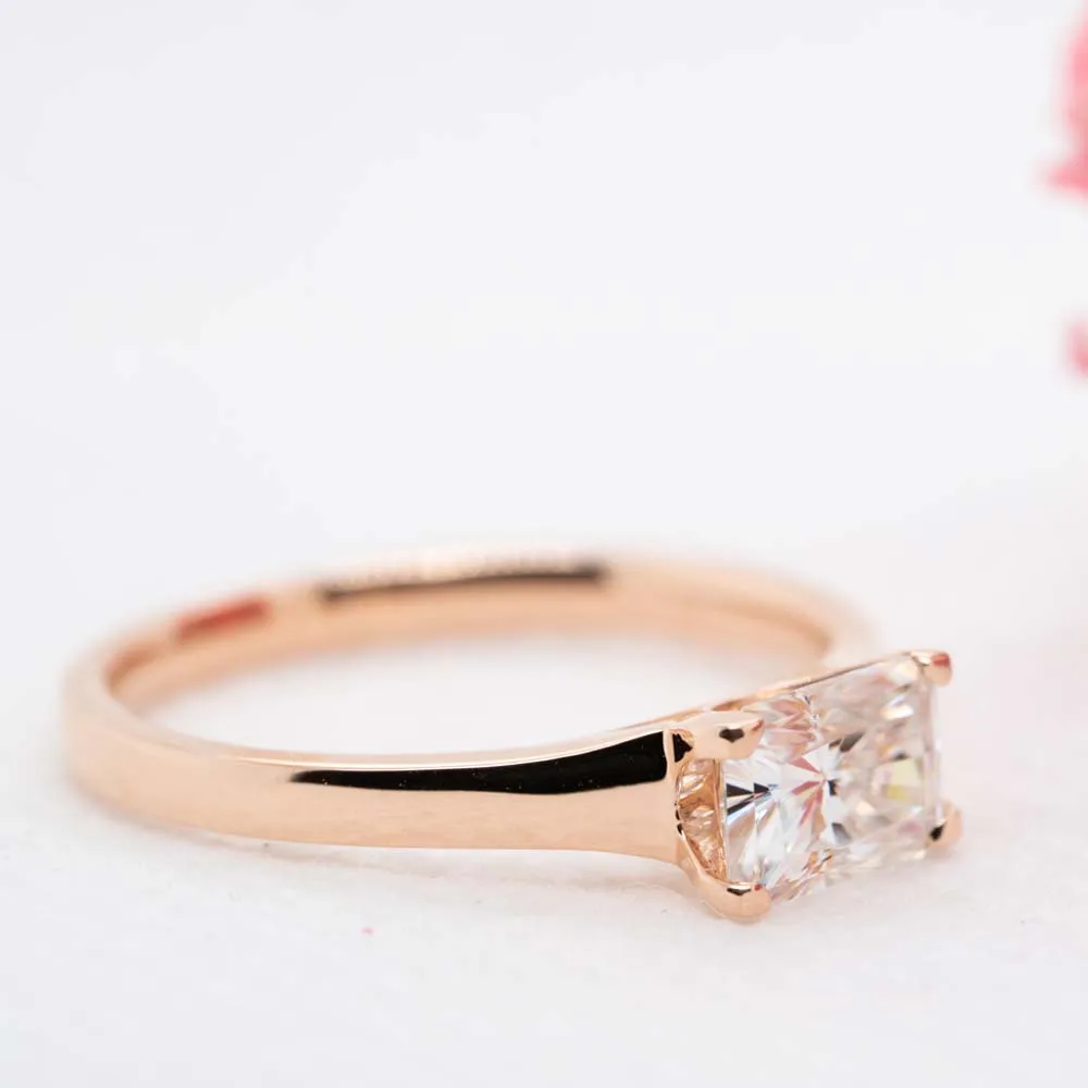 The Tia Ring | Emerald Cut Lab Diamond East West Engagement Solitaire sold by Ethica Diamonds product image thumbnail 3