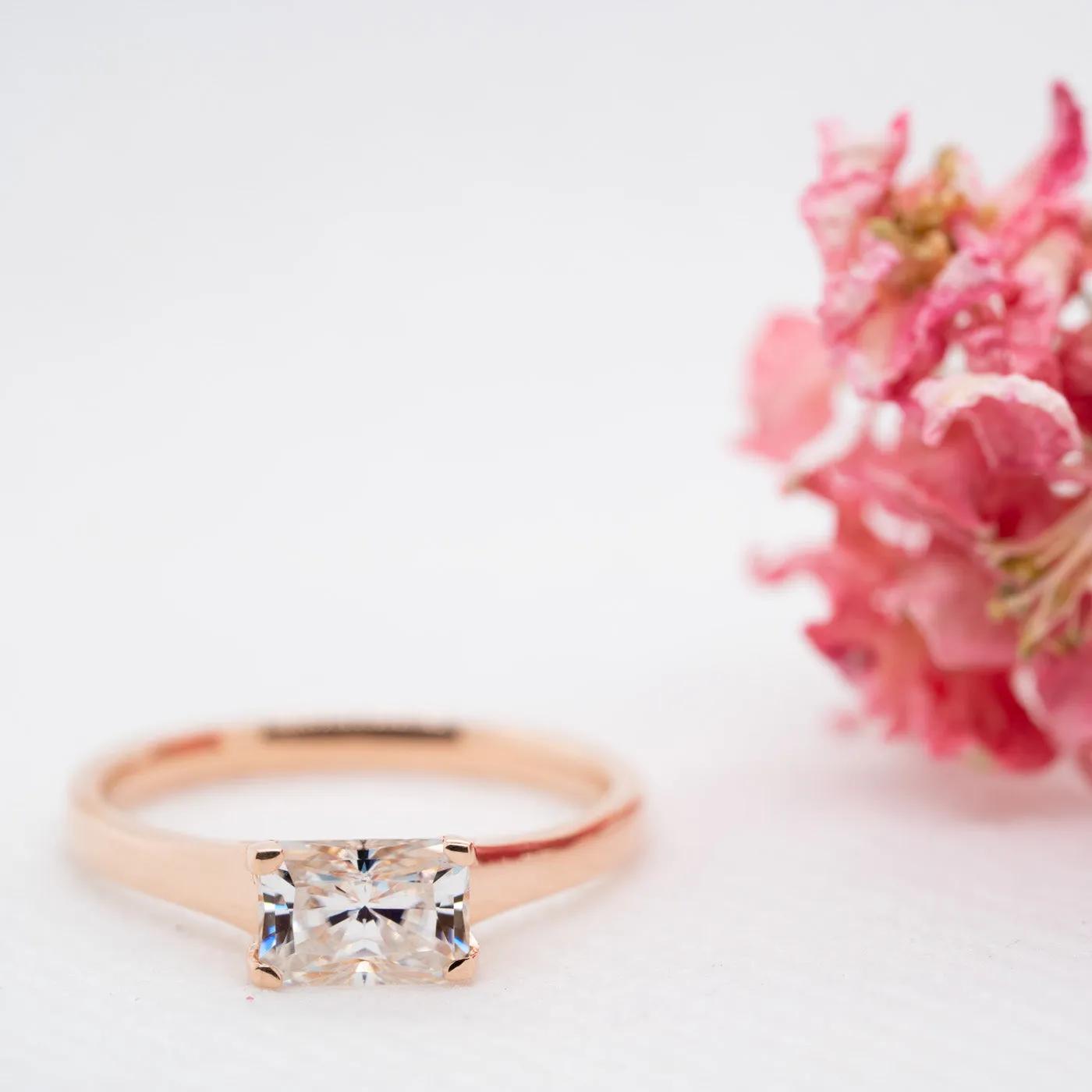 The Tia Ring | Emerald Cut Lab Diamond East West Engagement Solitaire sold by Ethica Diamonds product image thumbnail 2