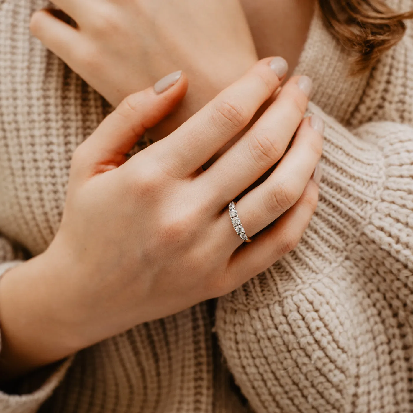 The Nicola | Round Lab Diamond Half Set Graduating Eternity Ring sold by Ethica Diamonds